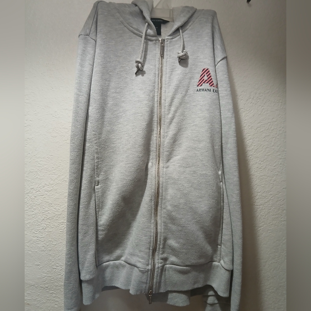 Armani Exchange Gray Zip-Up Hoodie